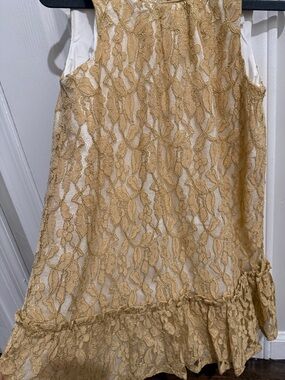 Janie and Jack Gold Lace Floral Overlay Dress